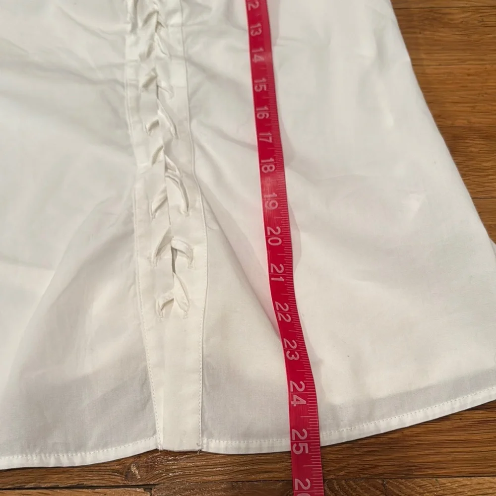 Anne Fontaine White Button Down Shirt with tie up design-no buttons-sz 38=Small - Picture 8 of 8